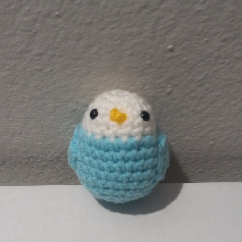 Blue and White Stuffed Bird Toy